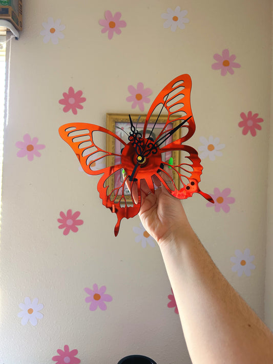 Midnight butterfly wall clock